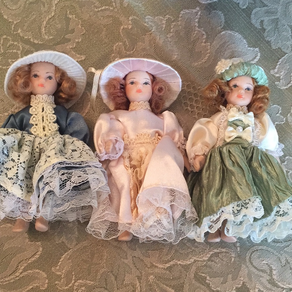 Vintage Porcelain Mini Dolls Set of 3